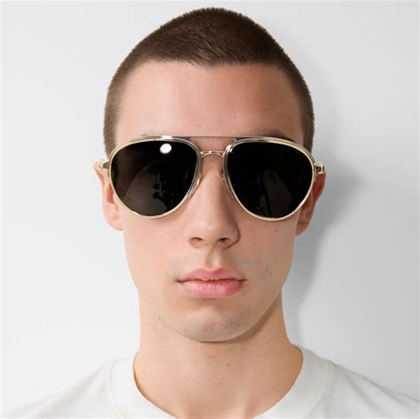 burberry solbriller herre|Shield Aviator Sunglasses in Gold .